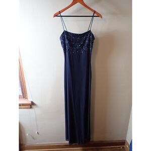 Betsy & Adam by Jaslene Black Y2K Beaded Prom Formal Dress Vintage Size 10